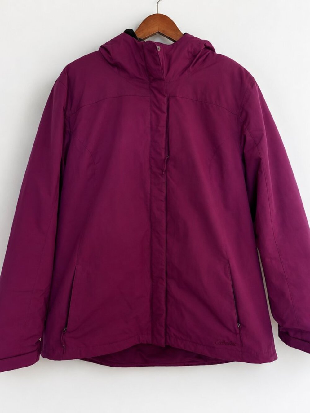 Cabela’s Fleece Lined Hooded Jacket Women XL Purple Outdoor Coat Warm